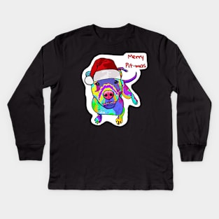 Merry Pitmas (multi colored) Kids Long Sleeve T-Shirt